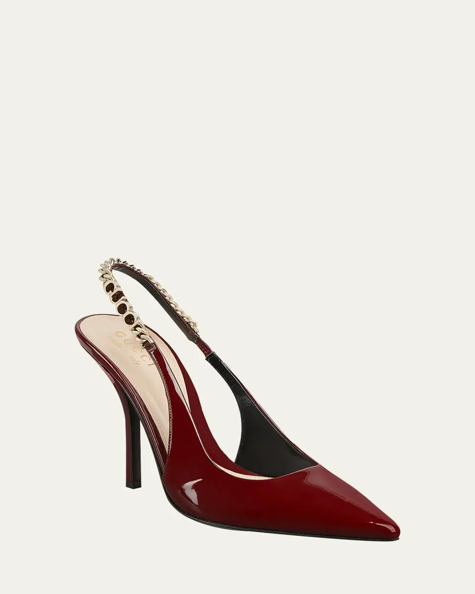 Gucci Signoria Patent Chain Slingback Pumps | Thumbnail 11 Gucci Signoria Patent Chain Slingback Pumps | Thumbnail 11