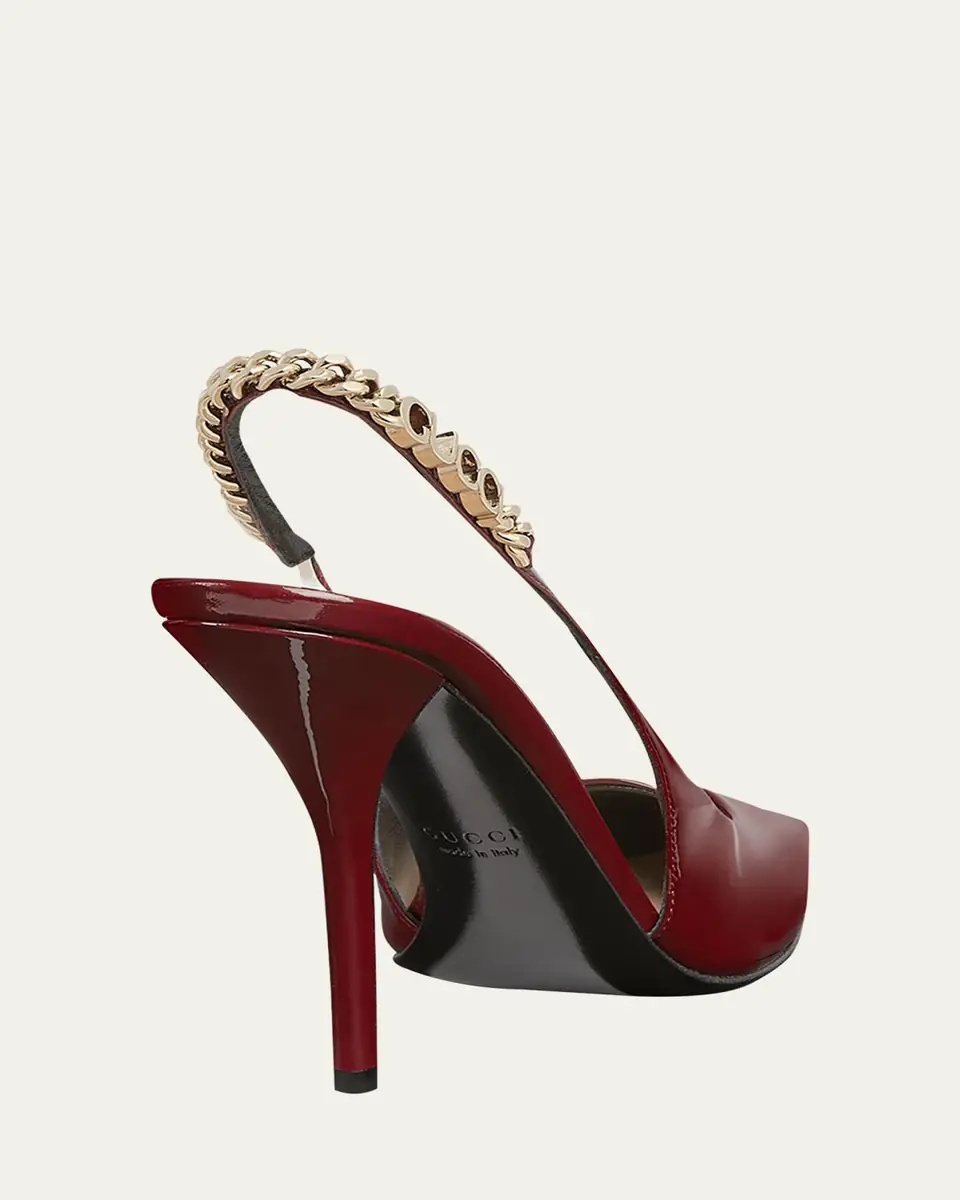 Gucci Signoria Patent Chain Slingback Pumps | Thumbnail 12 Gucci Signoria Patent Chain Slingback Pumps | Thumbnail 12