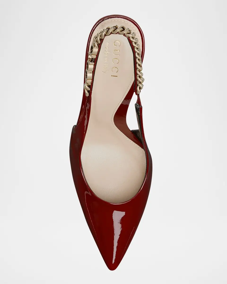 Gucci Signoria Patent Chain Slingback Pumps | Thumbnail 3 Gucci Signoria Patent Chain Slingback Pumps | Thumbnail 3