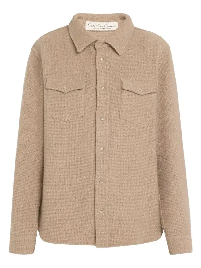 Smoke Waffle Cashmere Shirt Jacket