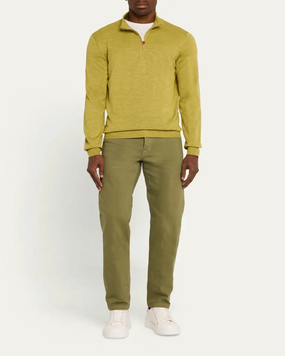 Kiton Men's Cashmere and Linen Half-Zip Sweater | Thumbnail 2 Kiton Men's Cashmere and Linen Half-Zip Sweater | Thumbnail 2