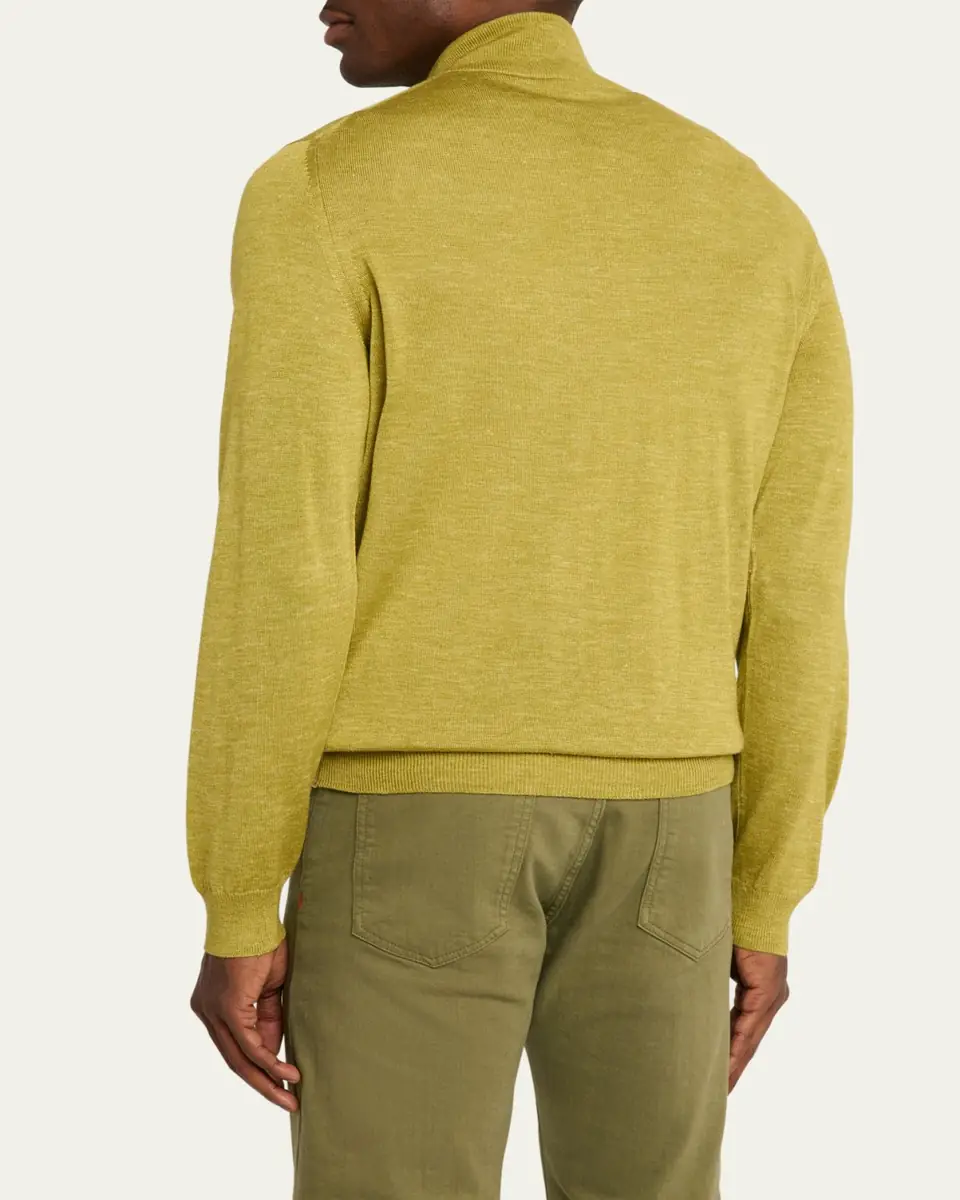 Kiton Men's Cashmere and Linen Half-Zip Sweater | Thumbnail 3 Kiton Men's Cashmere and Linen Half-Zip Sweater | Thumbnail 3