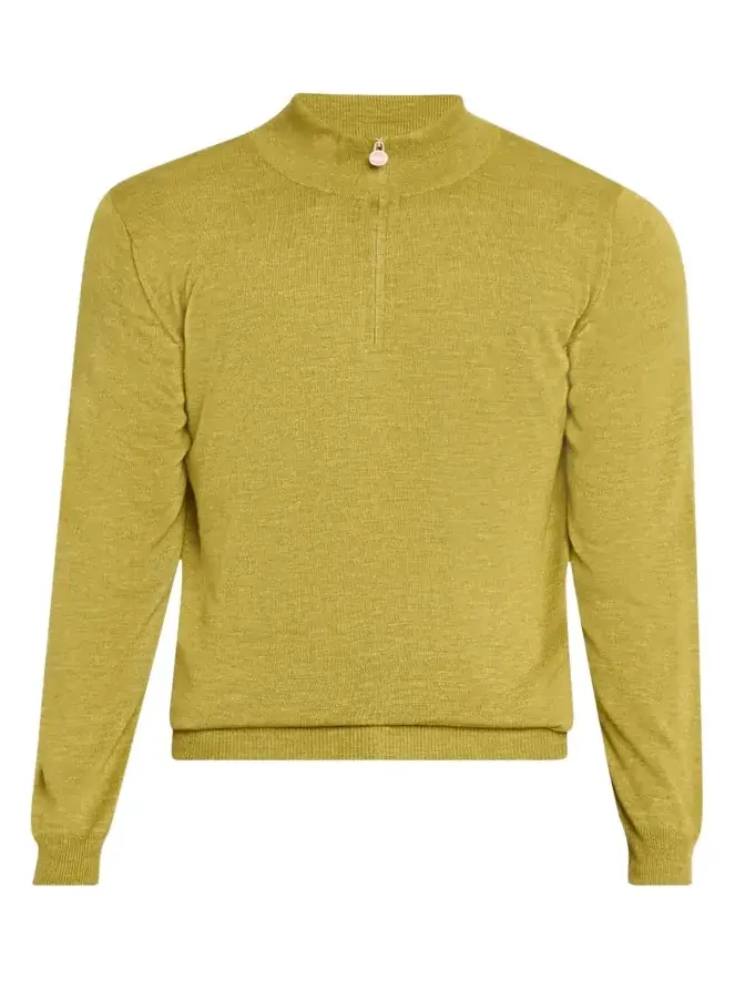 Men's Cashmere and Linen Half-Zip Sweater