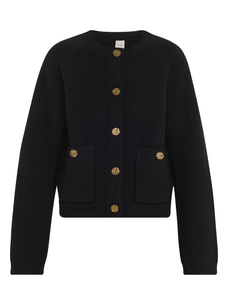 TOTEME Hammered Button Wool Cashmere Cardigan