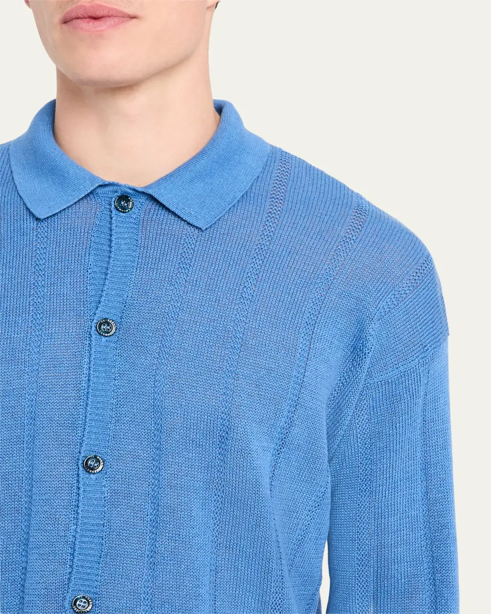 Bergdorf Goodman Men's Cashmere Tonal Stripe Cardigan | Thumbnail 5 Bergdorf Goodman Men's Cashmere Tonal Stripe Cardigan | Thumbnail 5