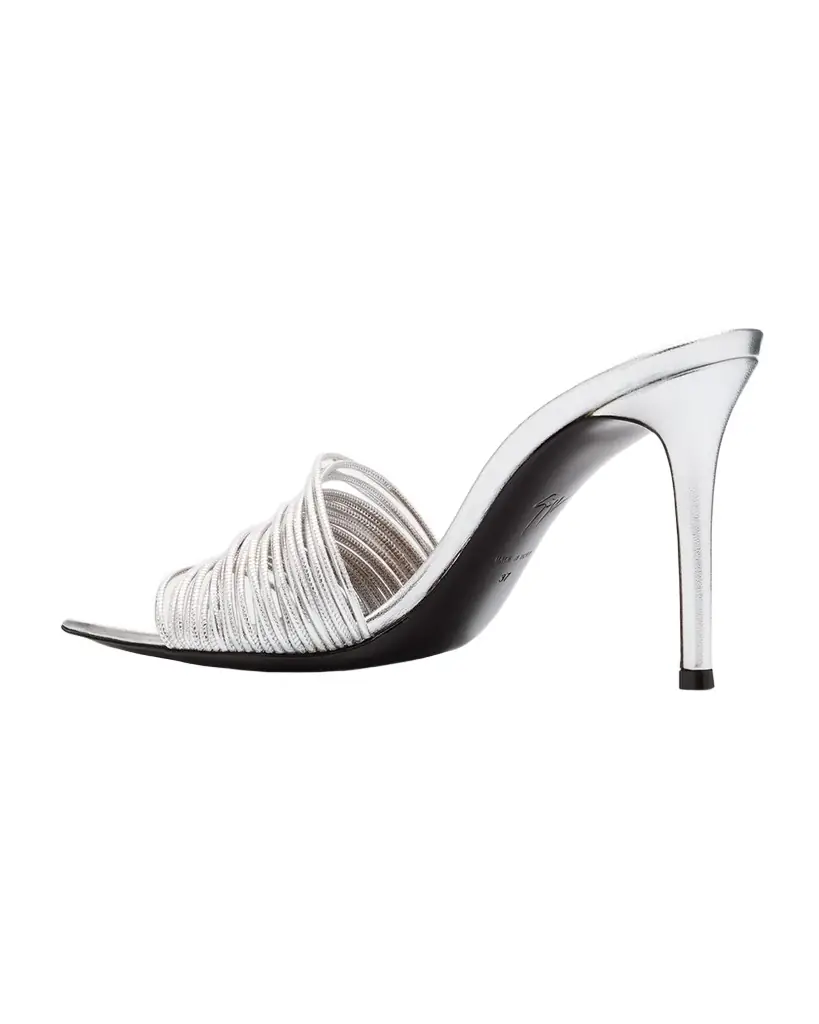 Giuseppe Zanotti Metallic Multi-Strap Stiletto Slide Sandals | Image 1 Giuseppe Zanotti Metallic Multi-Strap Stiletto Slide Sandals | Image 1