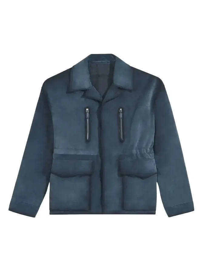 Berluti Men's Scritto-Undercollar Leather Jacket