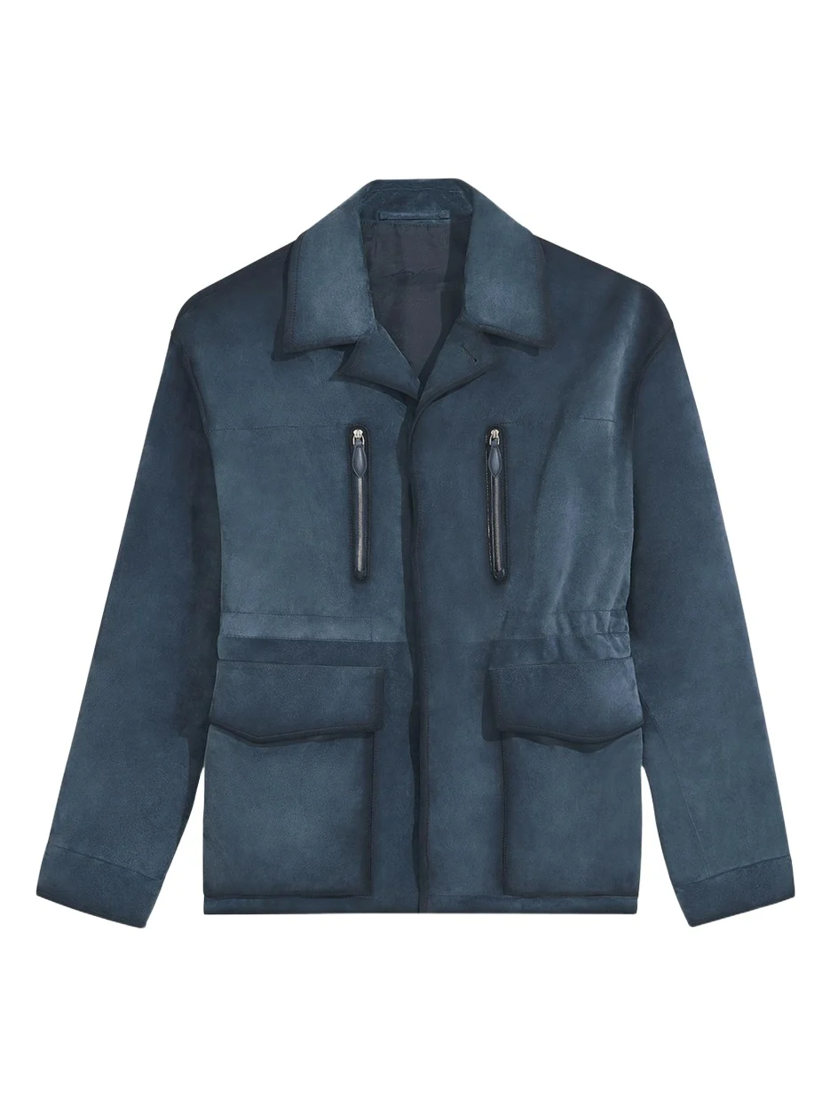 Men's Scritto-Undercollar Leather Jacket