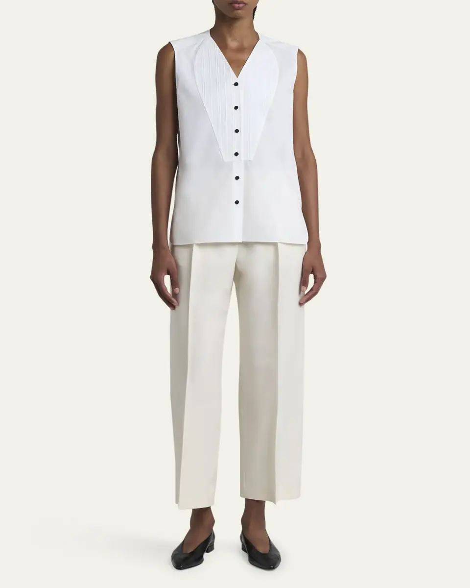 Loro Piana Caylee Sleeveless Poplin Tux Top | Thumbnail 2
