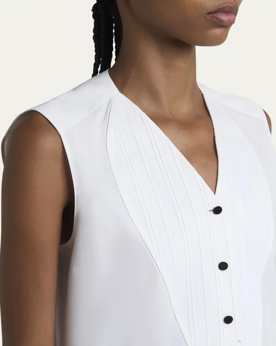 Loro Piana Caylee Sleeveless Poplin Tux Top | Thumbnail 5