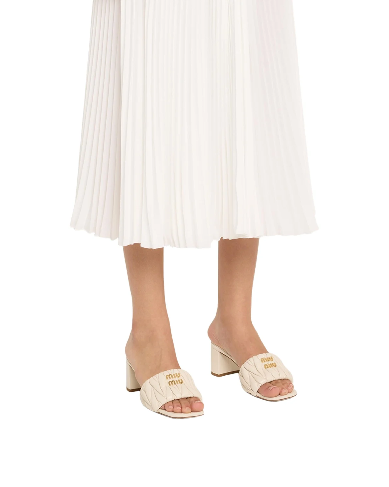 Miu Miu Quilted Leather Mule Sandals