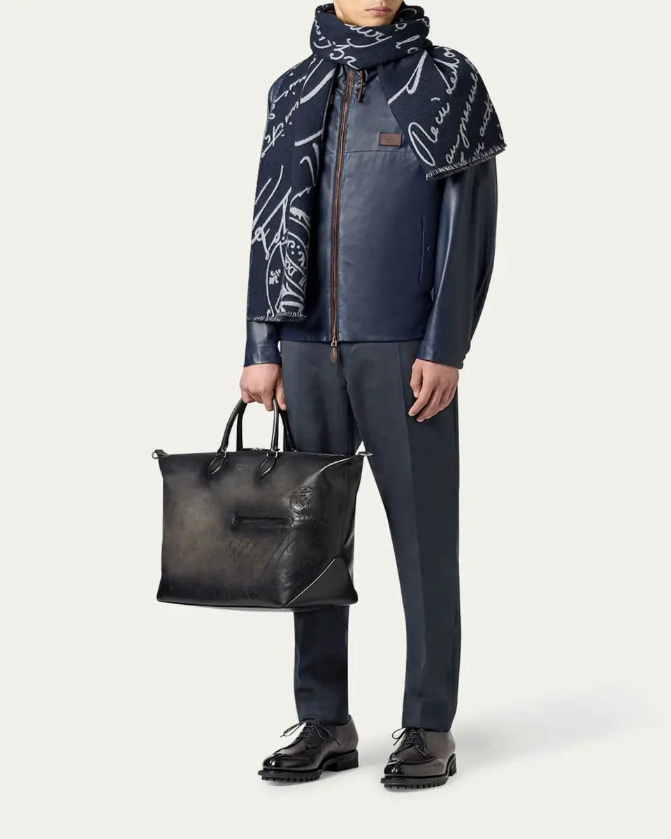 Berluti Men's Toujours Soft Scritto Leather Travel Bag | Thumbnail 3