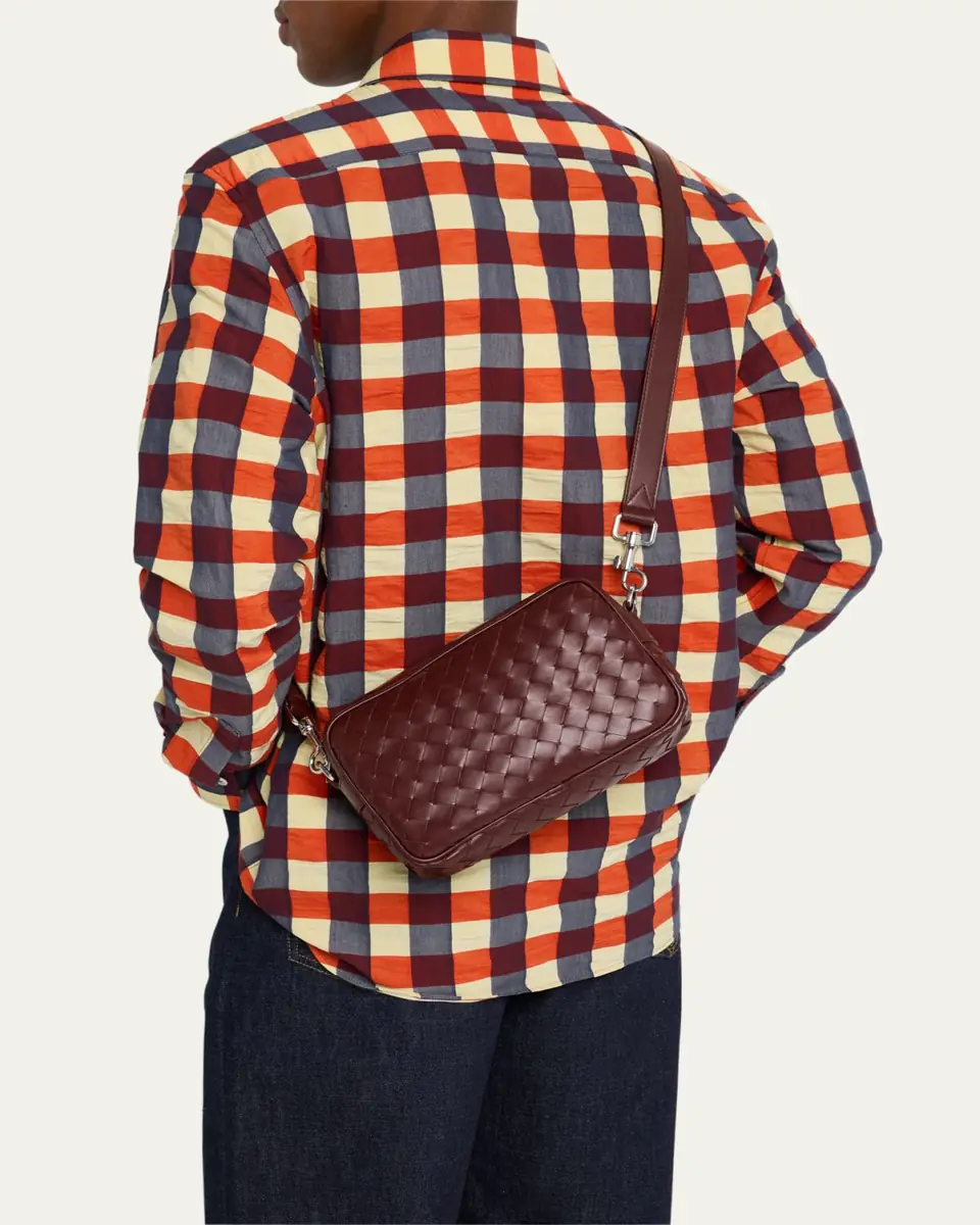 Bottega Veneta Men's Intrecciato Small Crossbody Bag | Thumbnail 2 Bottega Veneta Men's Intrecciato Small Crossbody Bag | Thumbnail 2