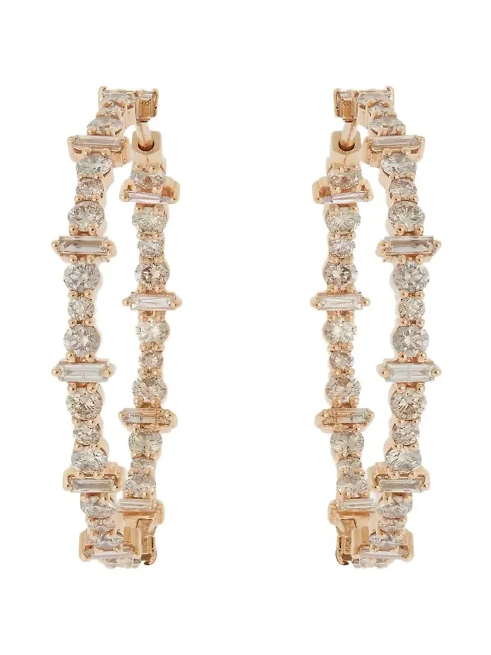 Ileana Makri Champagne Diamond Inside Out Hoop Earrings in 18K Yellow Gold