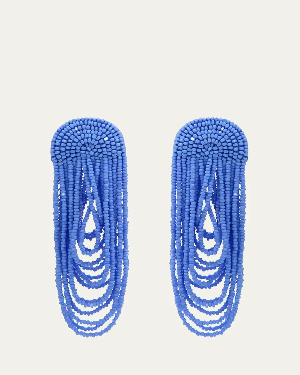 Oscar de la Renta Beaded Double Curtain Earrings | Thumbnail 2