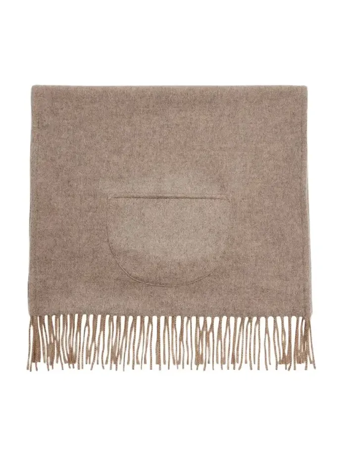 Cashmere Fringe Trim Pocket Scarf Cashmere Fringe Trim Pocket Scarf