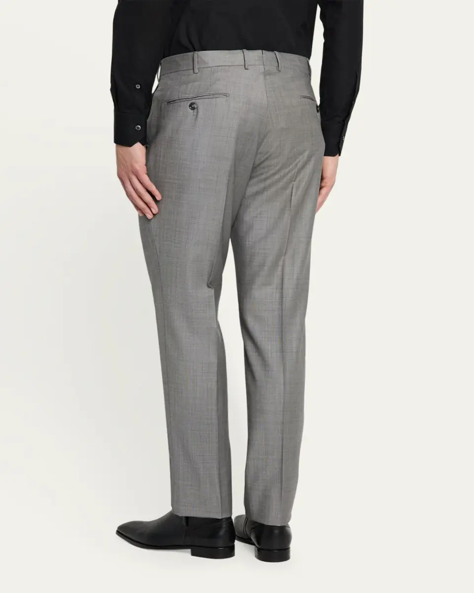 ZEGNA Men's Wool Sharkskin Trousers | Thumbnail 3