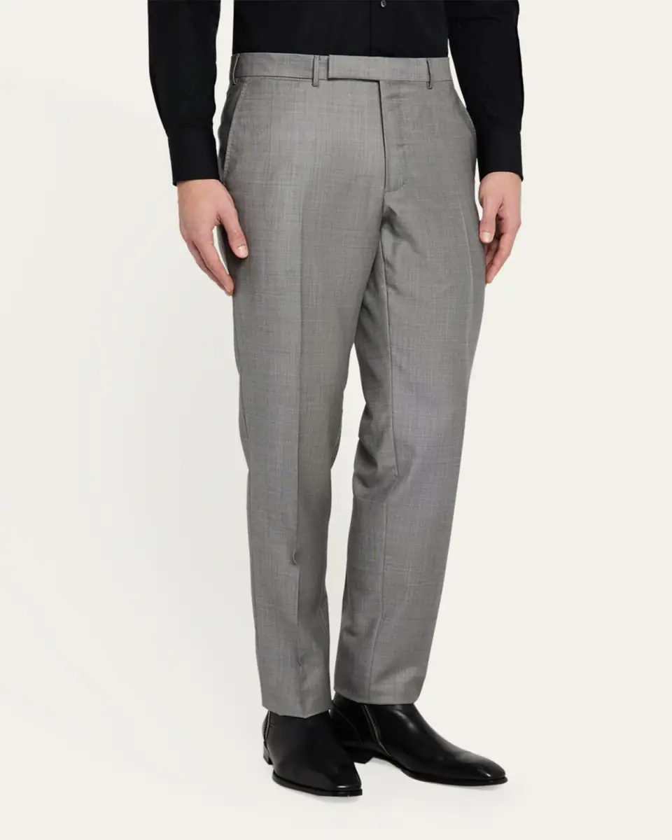 ZEGNA Men's Wool Sharkskin Trousers | Thumbnail 4