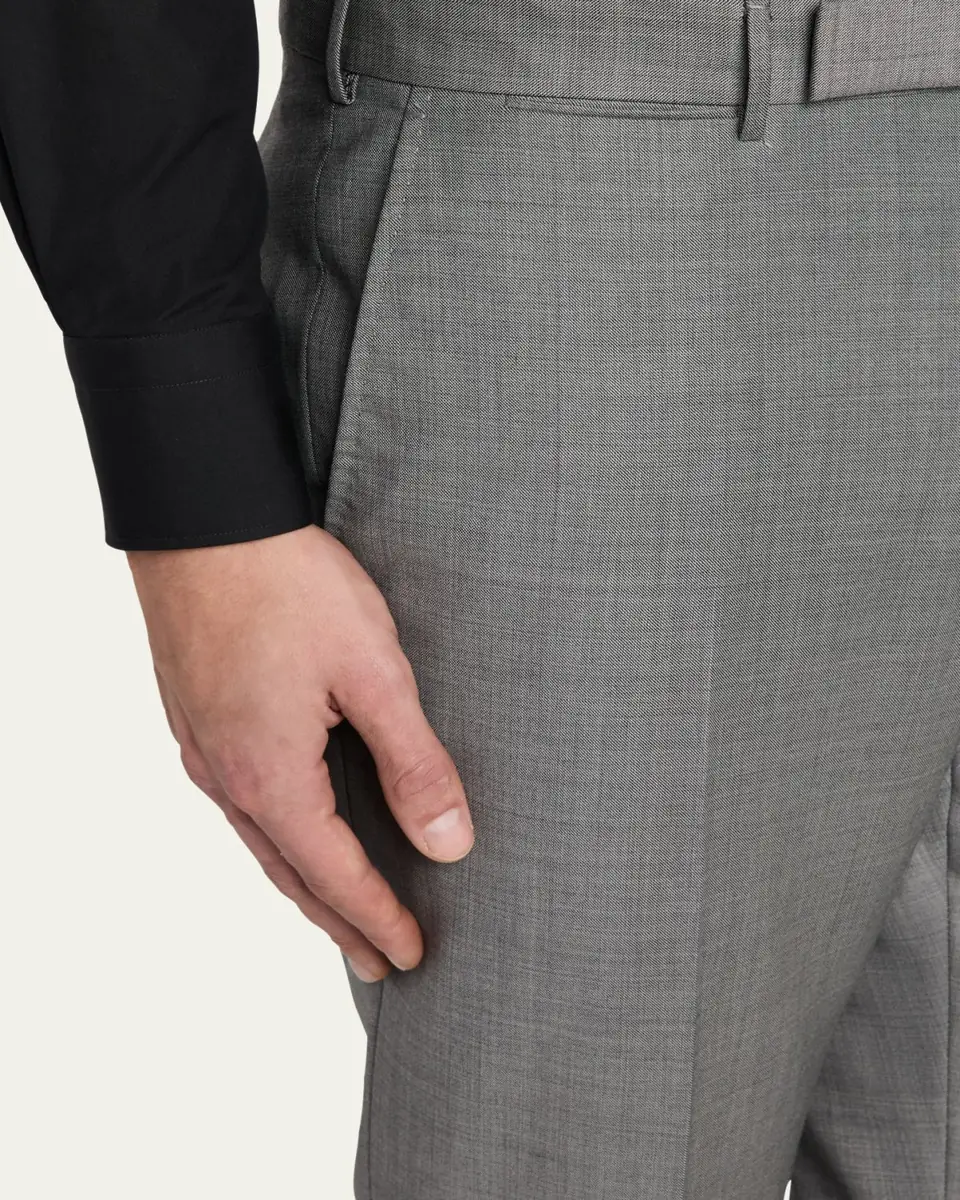 ZEGNA Men's Wool Sharkskin Trousers | Thumbnail 5