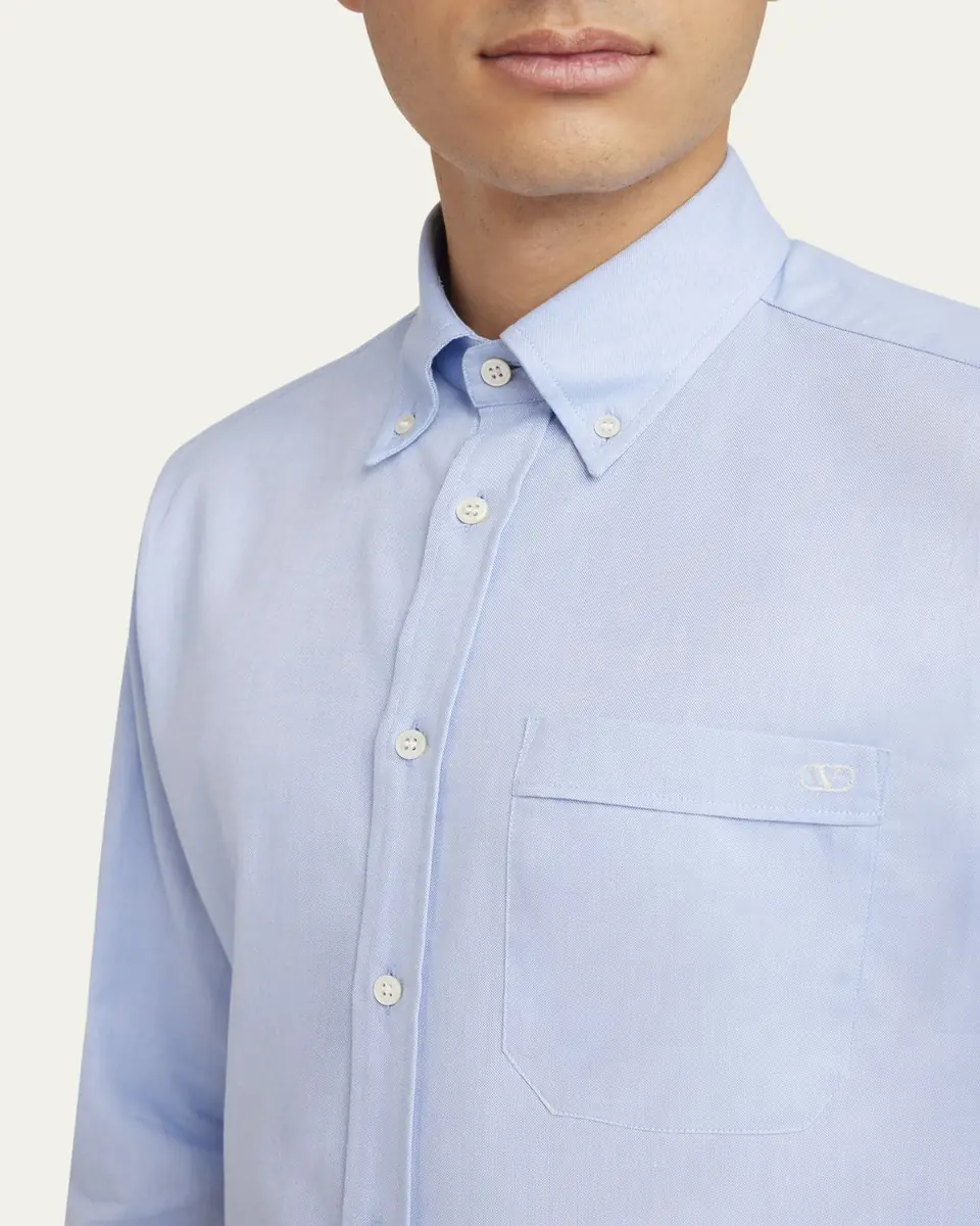 Valentino Garavani Men's VLogo Oxford Sport Shirt | Thumbnail 9 Valentino Garavani Men's VLogo Oxford Sport Shirt | Thumbnail 9