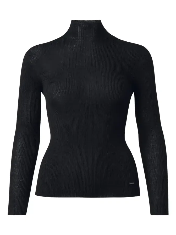 Cashmere-Silk Fine Ribbed Knit Pullover