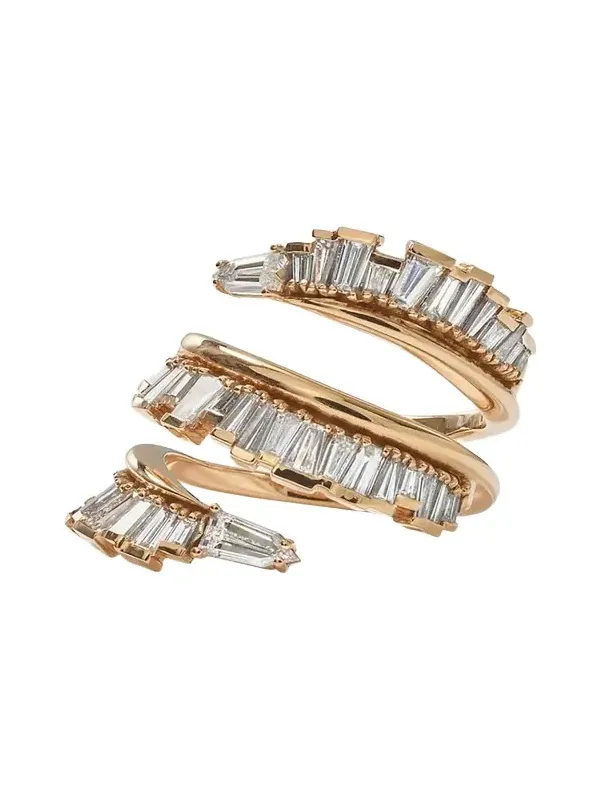 20K Recycled Rose Gold Triple Ruched Coil Diamond Ring 20K Recycled Rose Gold Triple Ruched Coil Diamond Ring