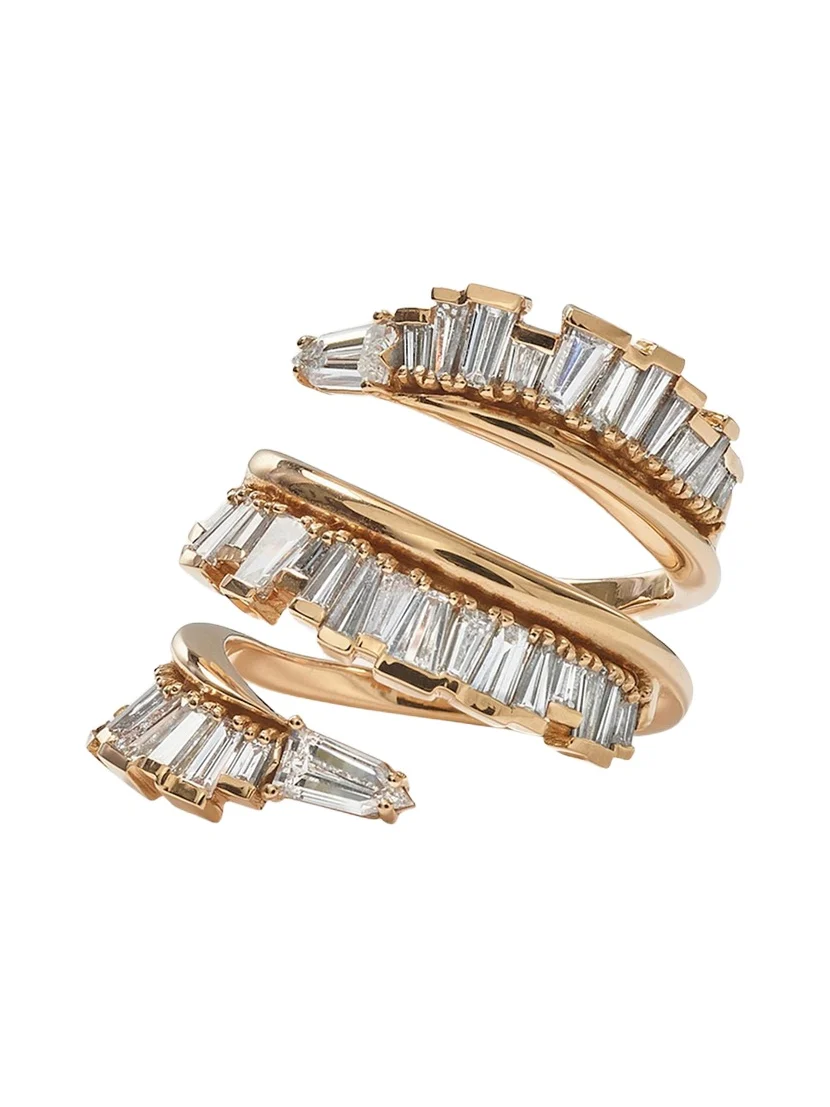 20K Recycled Rose Gold Triple Ruched Coil Diamond Ring 20K Recycled Rose Gold Triple Ruched Coil Diamond Ring
