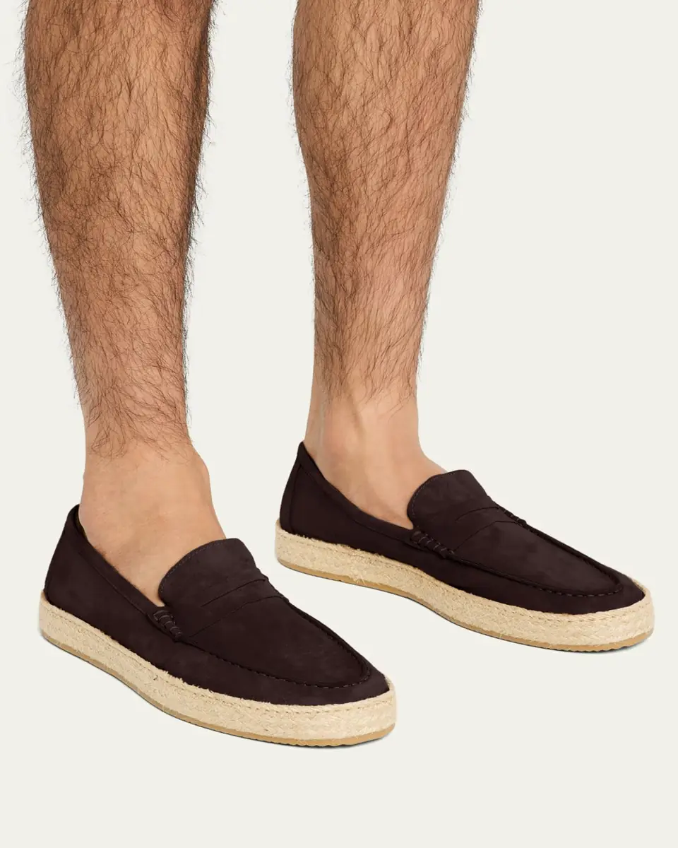 Ron White Men's Dylan Weatherproof Suede and Raffia Slip-On Sneakers | Thumbnail 5