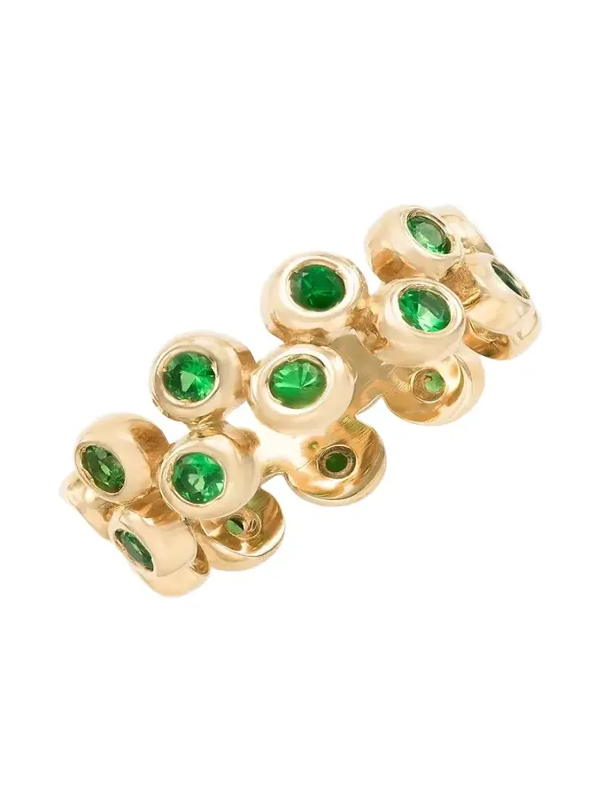 Audrey C. Jewels 14K Yellow Gold Floating Ring Set with Tsavorite