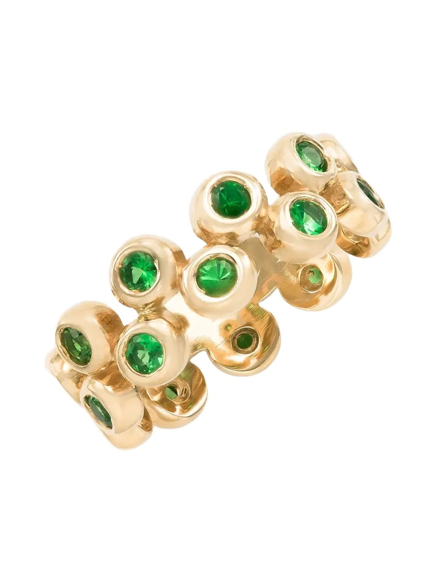 14K Yellow Gold Floating Ring Set with Tsavorite