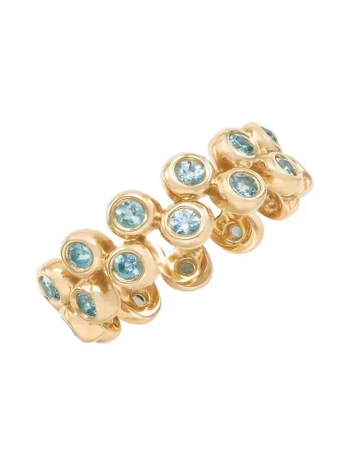 Audrey C. Jewels 14K Yellow Gold Floating Ring Set with Blue Topaz