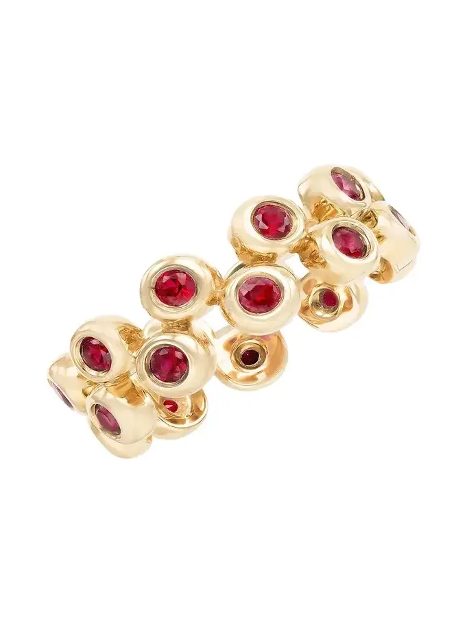 Audrey C. Jewels 14K Yellow Gold Floating Ring Set with Rubies