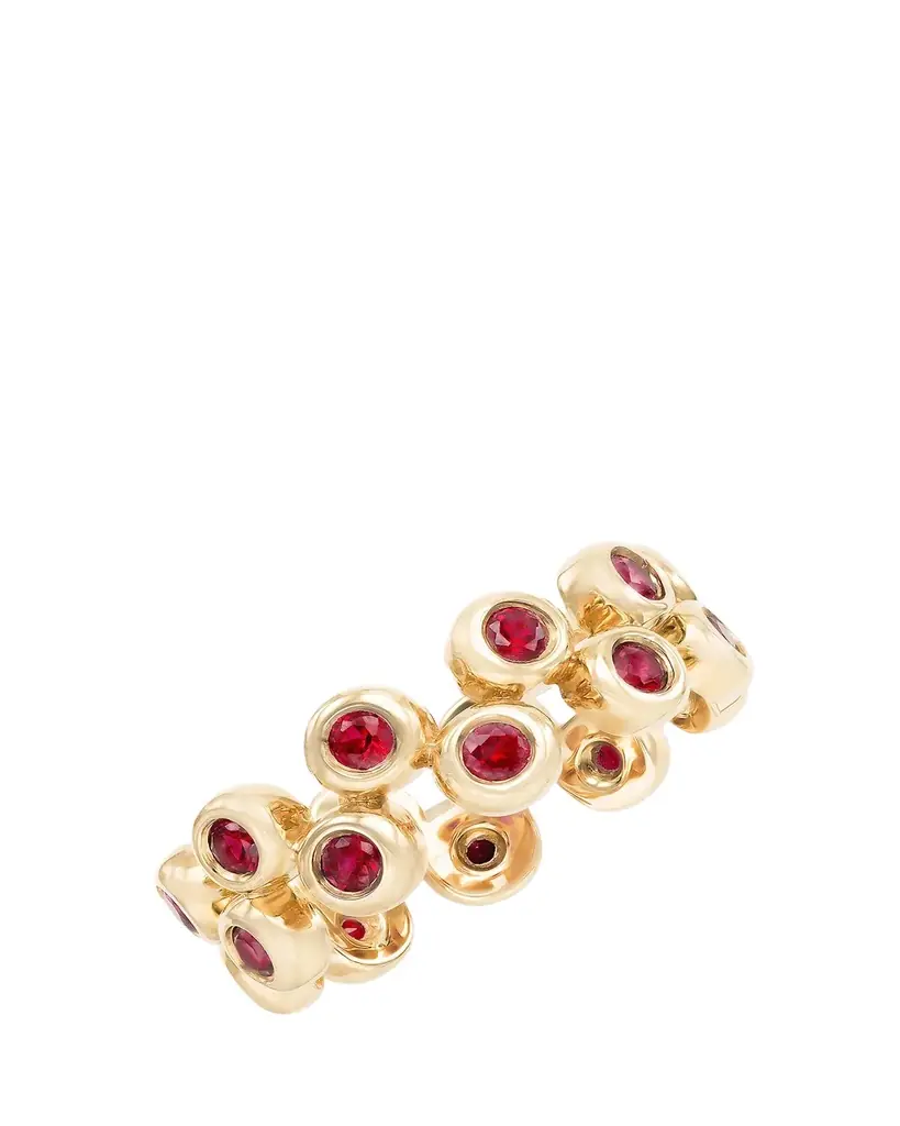 Audrey C. Jewels 14K Yellow Gold Floating Ring Set with Rubies