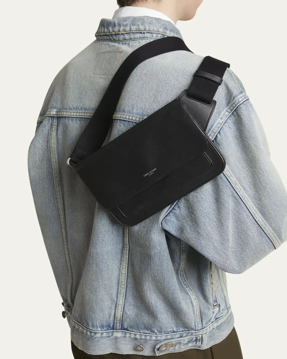 Saint Laurent Men's New Line Leather Belt Bag | Thumbnail 6