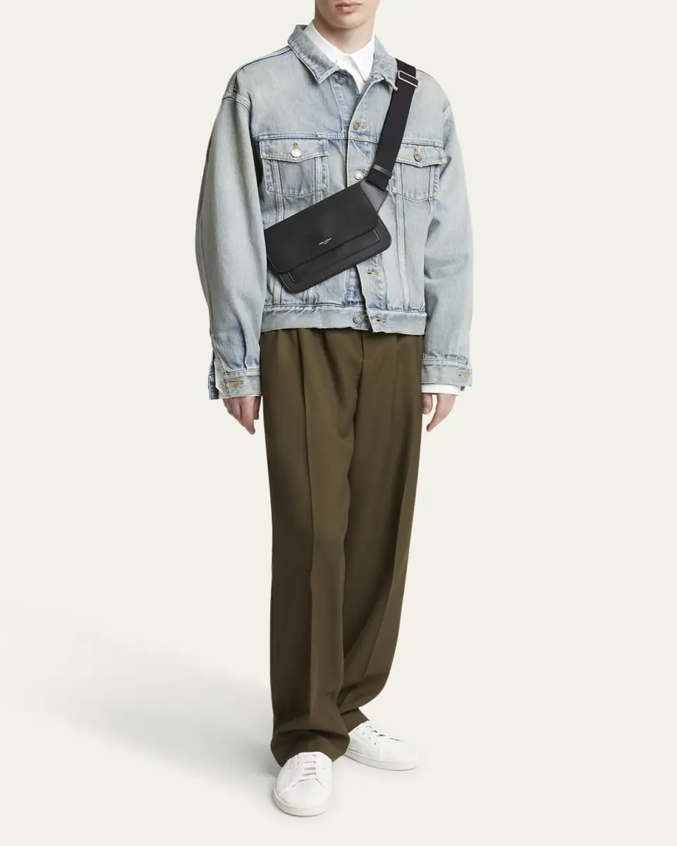 Saint Laurent Men's New Line Leather Belt Bag | Thumbnail 9