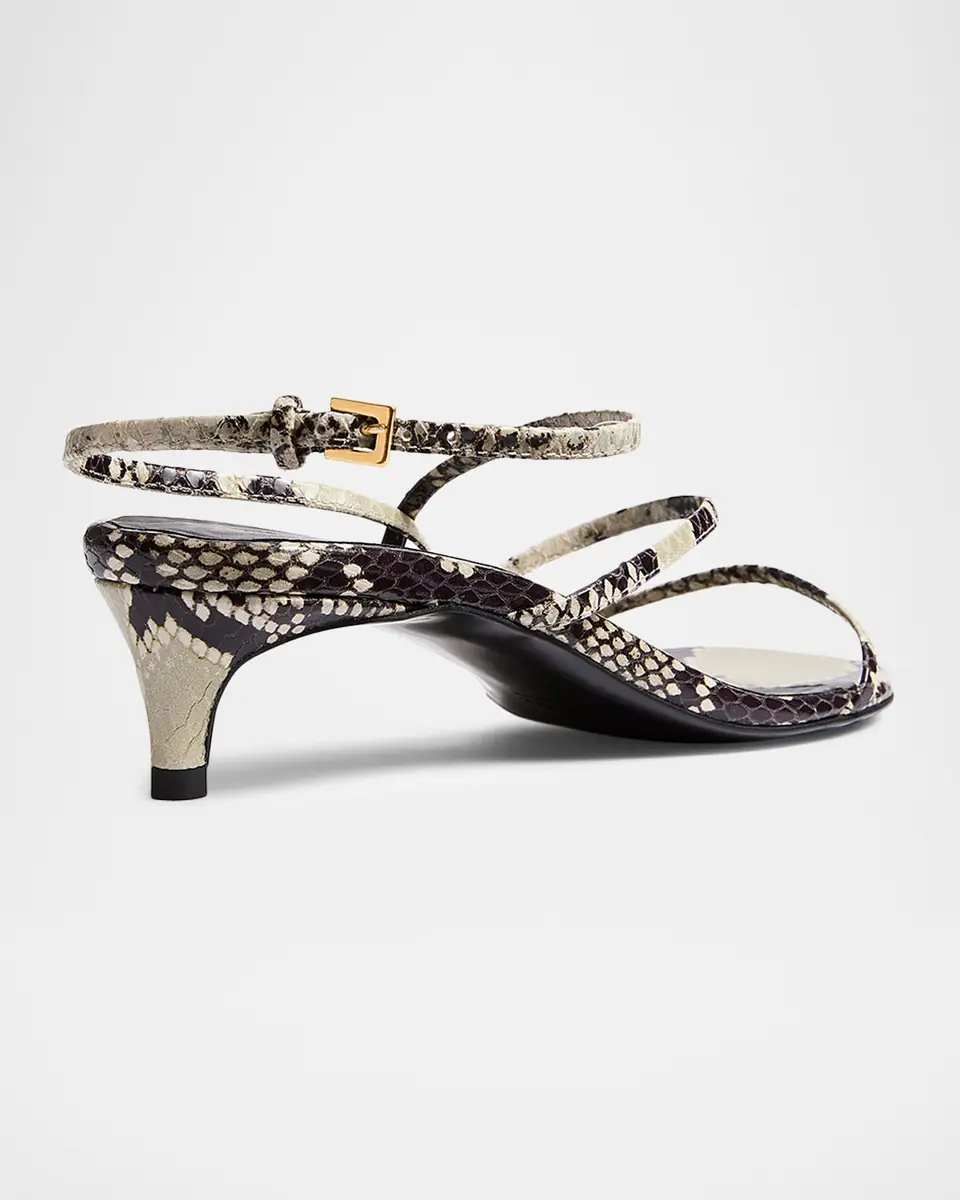 Khaite Strappy Python-Embossed Kitten Sandals | Thumbnail 2
