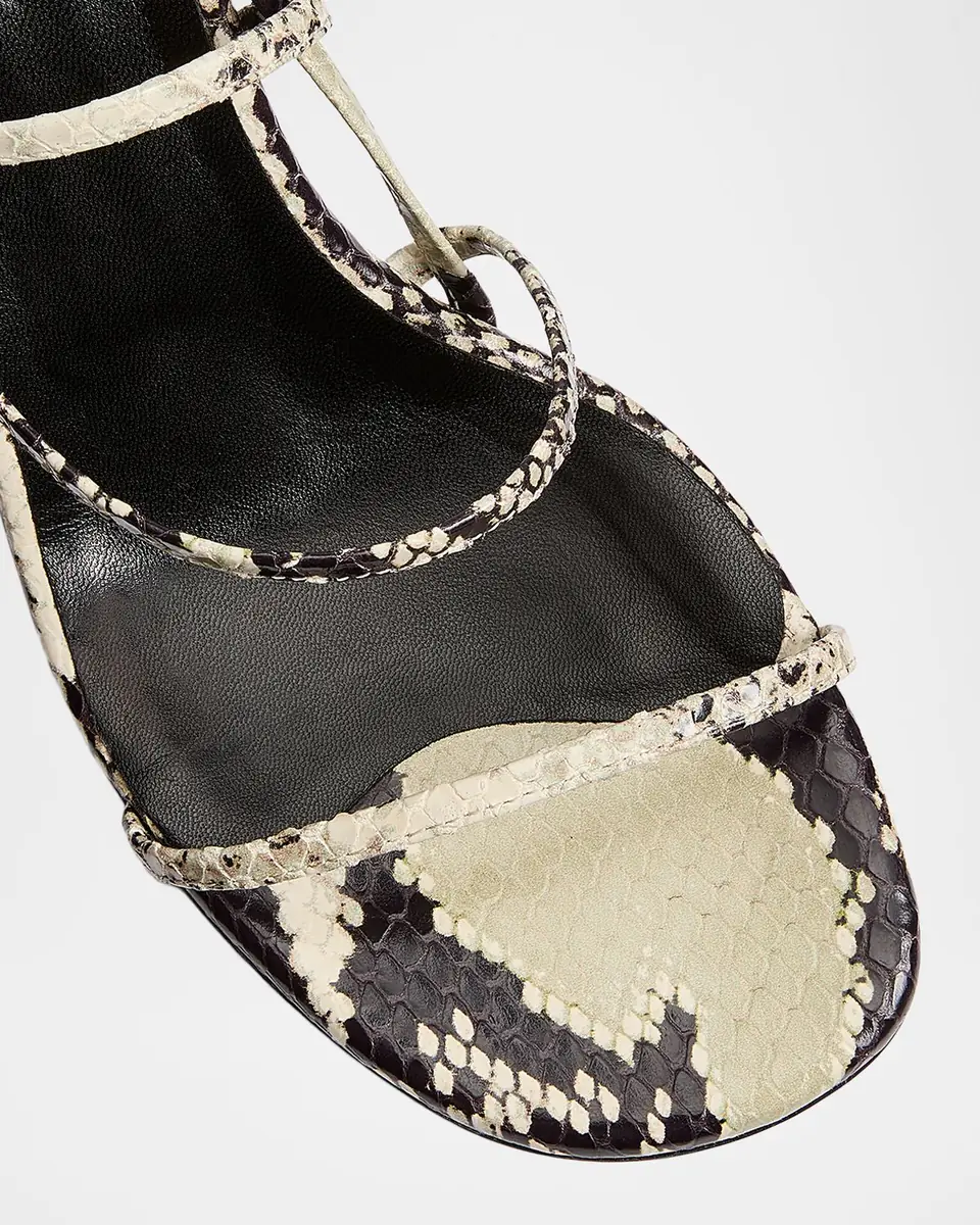 Khaite Strappy Python-Embossed Kitten Sandals | Thumbnail 3