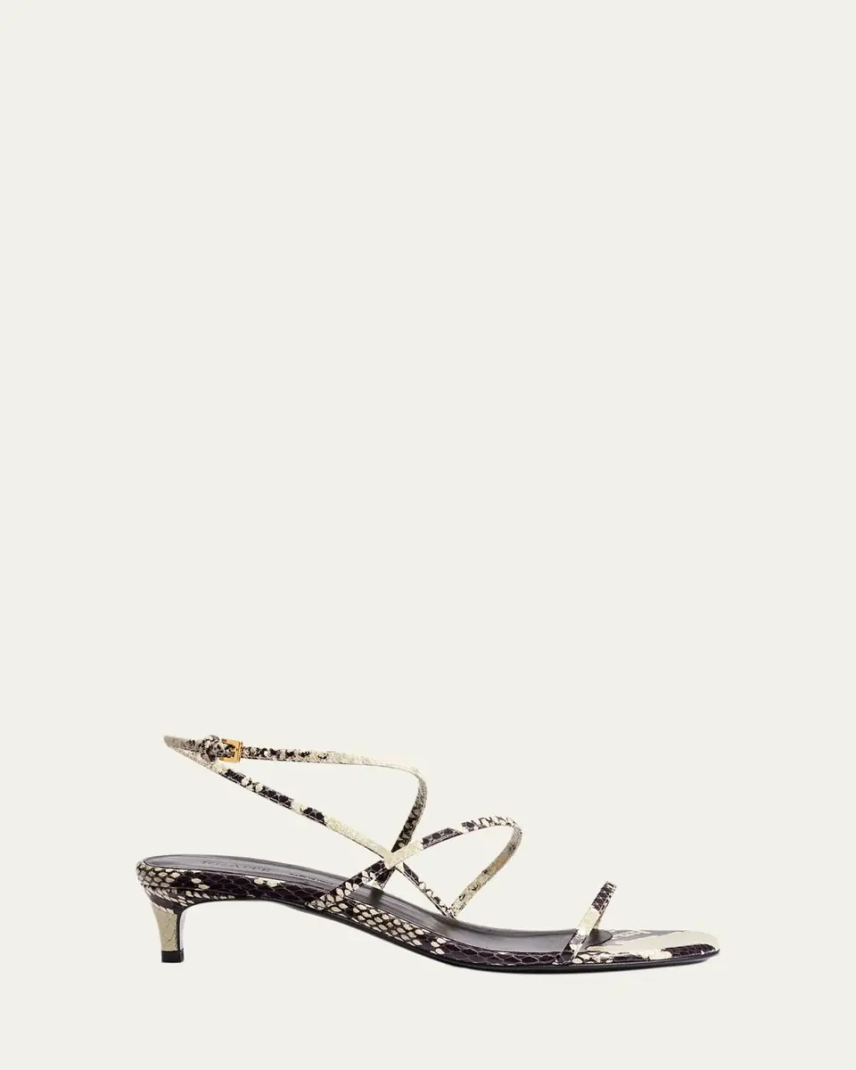 Khaite Strappy Python-Embossed Kitten Sandals | Thumbnail 6