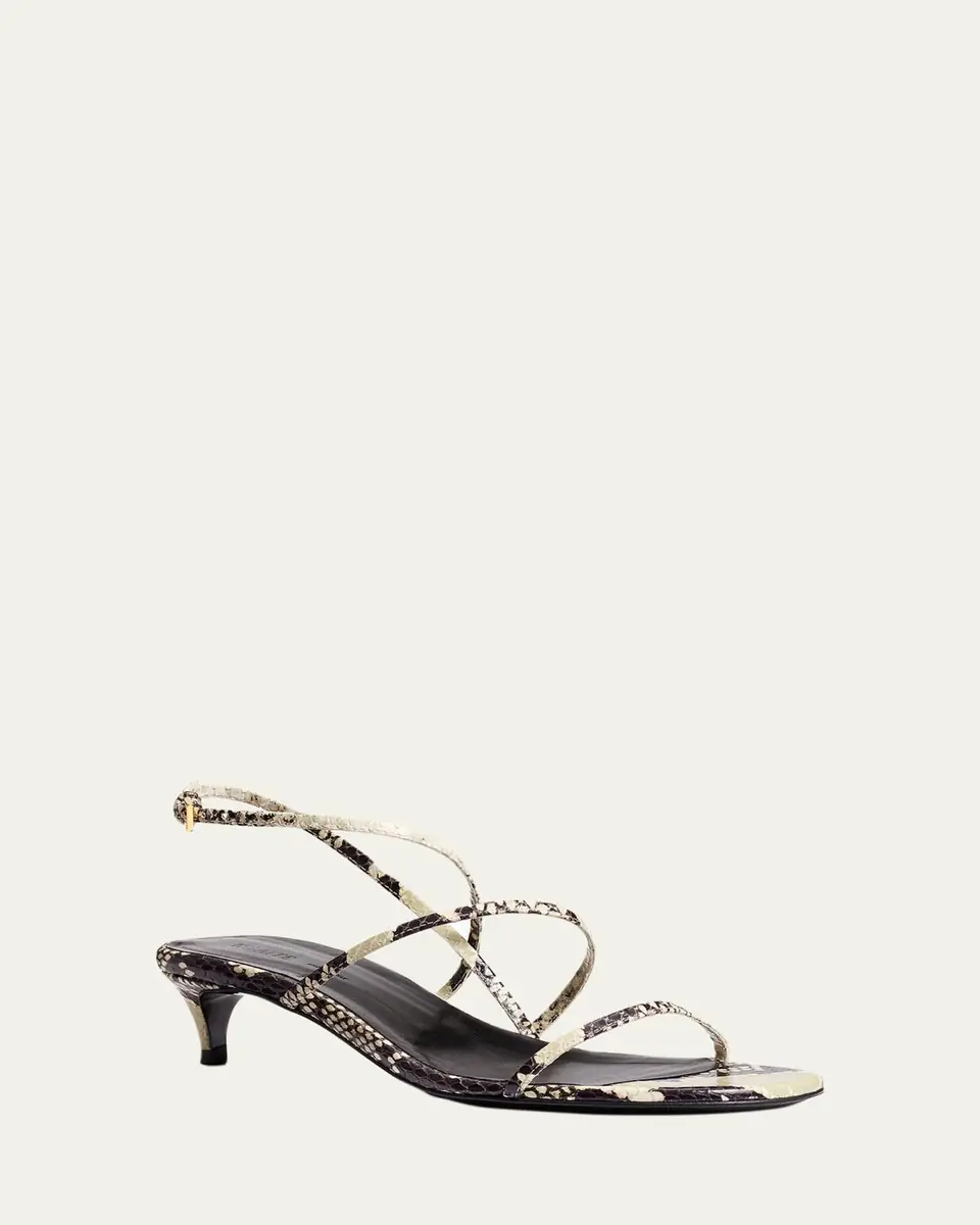 Khaite Strappy Python-Embossed Kitten Sandals | Thumbnail 7