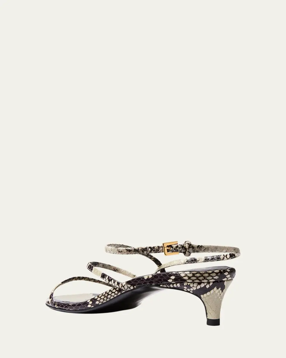 Khaite Strappy Python-Embossed Kitten Sandals | Thumbnail 9