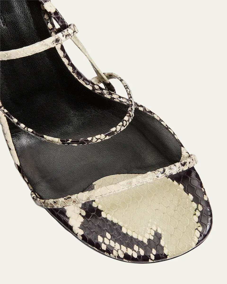 Khaite Strappy Python-Embossed Kitten Sandals | Thumbnail 10