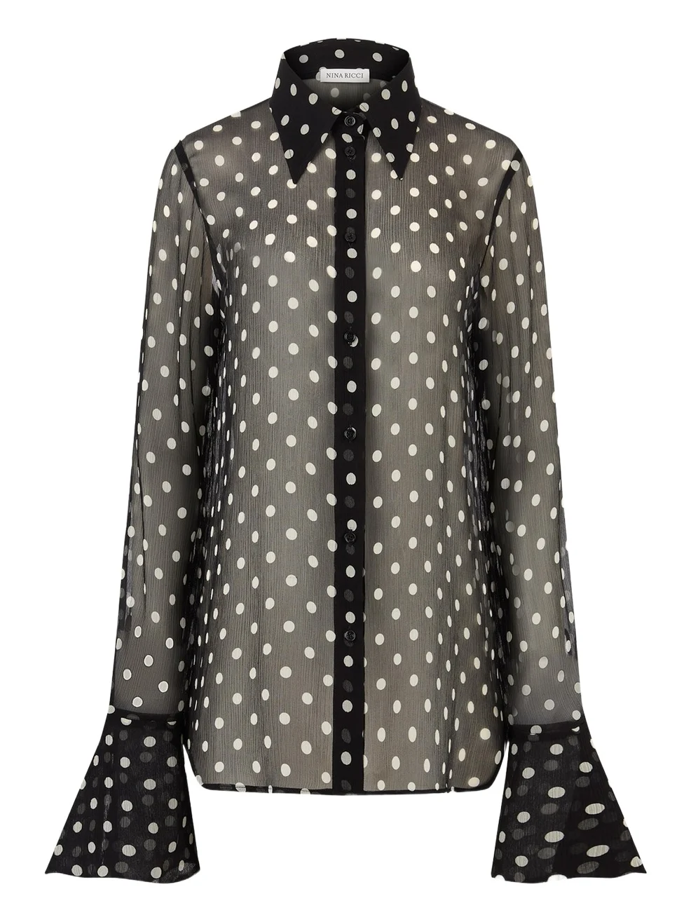 Chiffon Polka Dot Bell Cuff Blouse Chiffon Polka Dot Bell Cuff Blouse