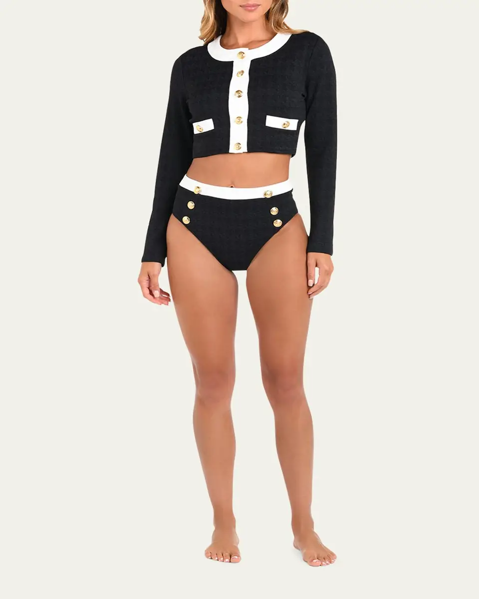 L'Agence Adaline Colorblock Chic Swim Cardigan | Thumbnail 2 L'Agence Adaline Colorblock Chic Swim Cardigan | Thumbnail 2