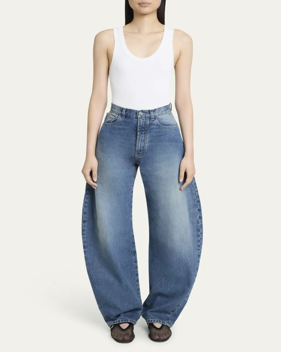 ALAÏA Mid-Rise Wide-Leg Barrel Jeans | Thumbnail 2