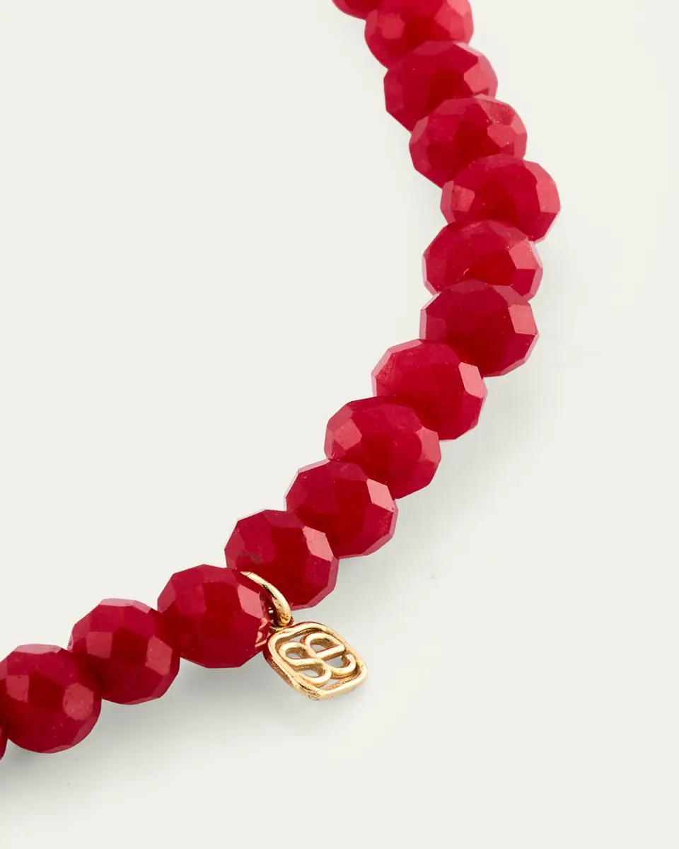 Sydney Evan 14K Tiny Monstera Leaf Charm on Dark Red Jade Bracelet | Thumbnail 4 Sydney Evan 14K Tiny Monstera Leaf Charm on Dark Red Jade Bracelet | Thumbnail 4
