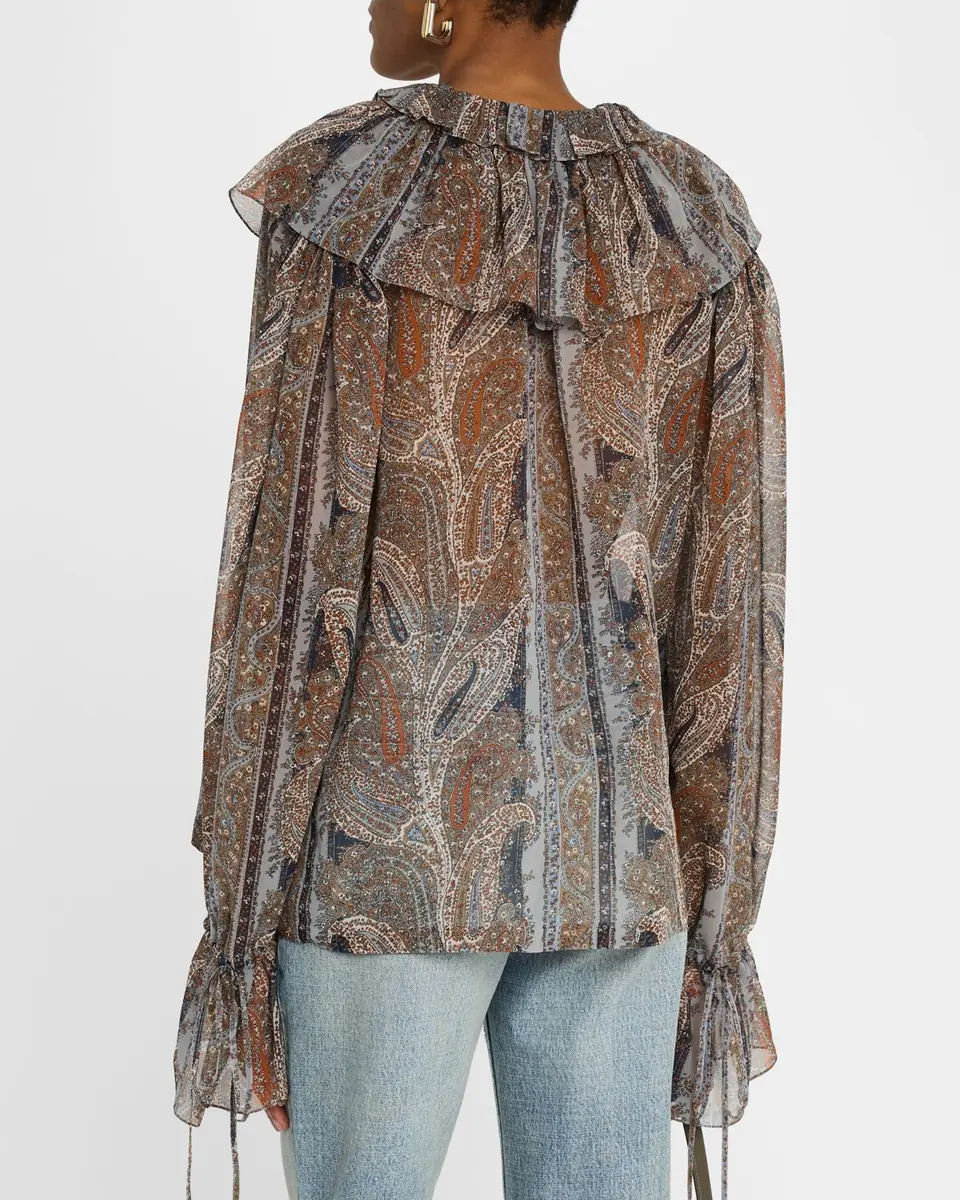 Saint Laurent Paisley Button Down Sheer Blouse | Thumbnail 2 Saint Laurent Paisley Button Down Sheer Blouse | Thumbnail 2