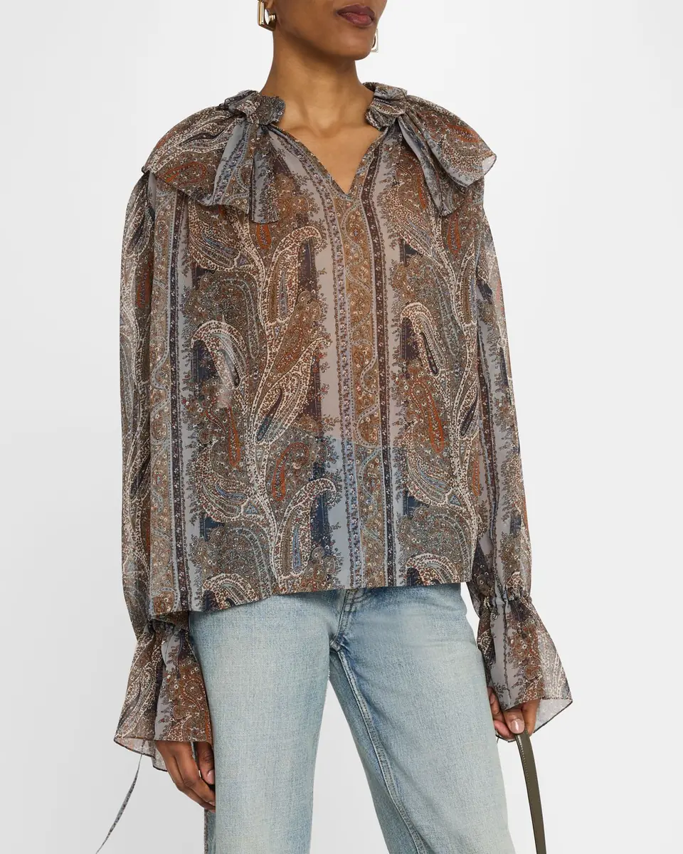 Saint Laurent Paisley Button Down Sheer Blouse | Thumbnail 3 Saint Laurent Paisley Button Down Sheer Blouse | Thumbnail 3
