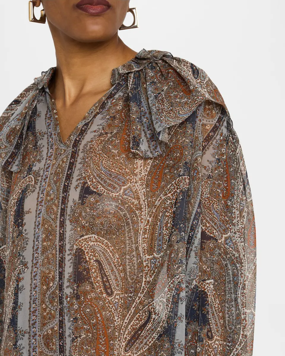 Saint Laurent Paisley Button Down Sheer Blouse | Thumbnail 4 Saint Laurent Paisley Button Down Sheer Blouse | Thumbnail 4