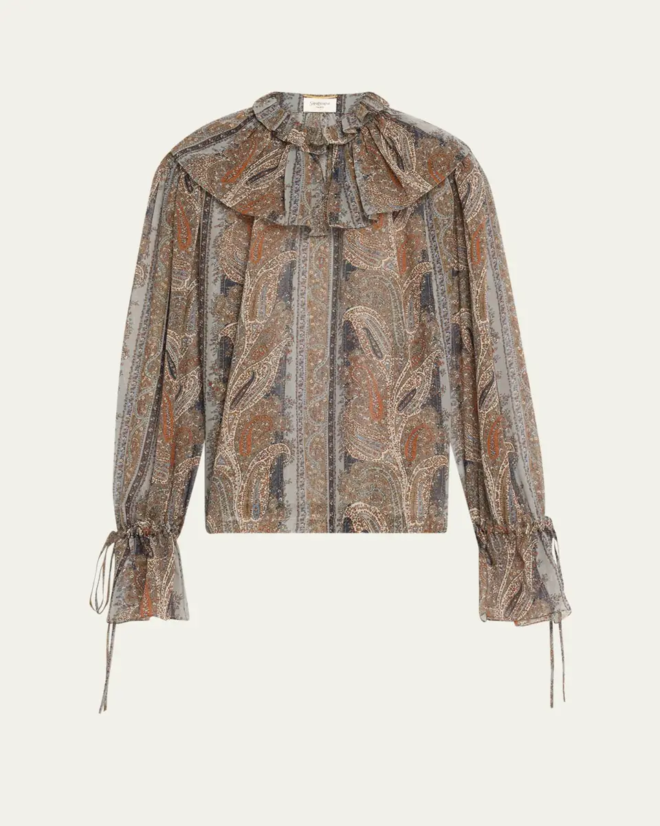 Saint Laurent Paisley Button Down Sheer Blouse | Thumbnail 5 Saint Laurent Paisley Button Down Sheer Blouse | Thumbnail 5