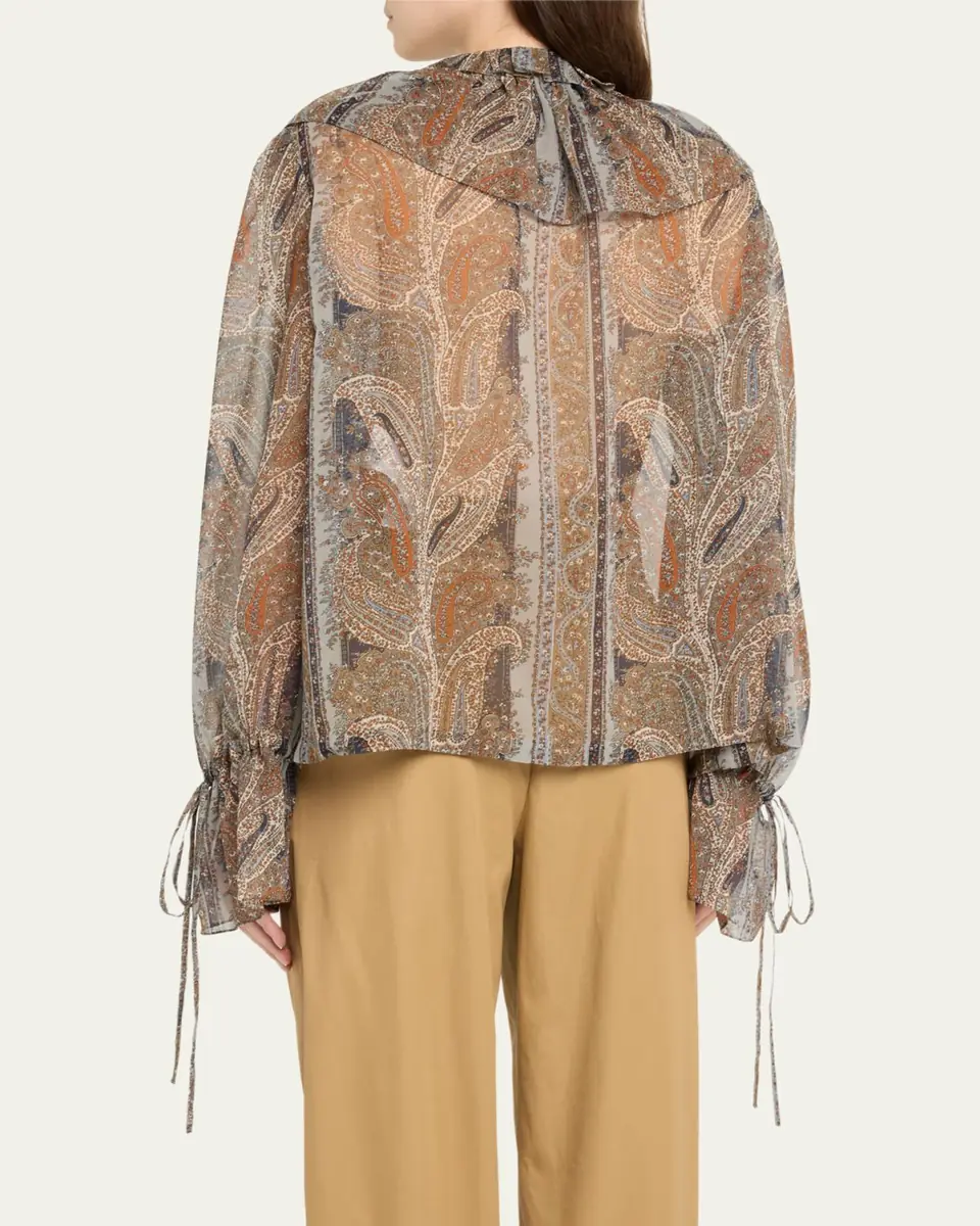 Saint Laurent Paisley Button Down Sheer Blouse | Thumbnail 7 Saint Laurent Paisley Button Down Sheer Blouse | Thumbnail 7
